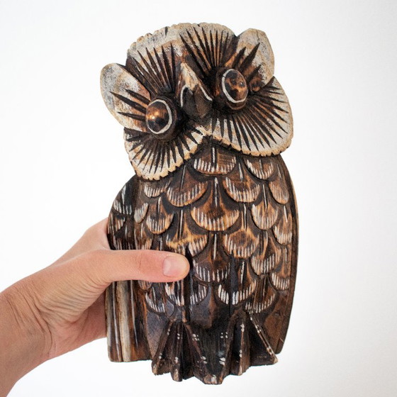 Handgeschnitzte und bemalte Eule, indonesische Volkskunst – Dekorative Objekte, Wood (photo 10 of 10)