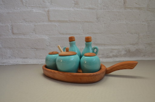 Vinagrera de mesa vintage de mediados de siglo