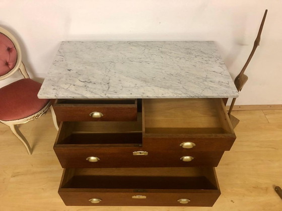 Image 1 of Jugendstil Kommode / Art Deco Kommode / Waschtisch / Schminktisch / Spiegelkommode mit Marmorplatte und facettiertem Spiegel um 