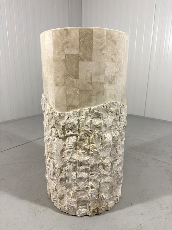Image 1 of Travertijn Mactan Stenen Zuilen & Vaas 1980's