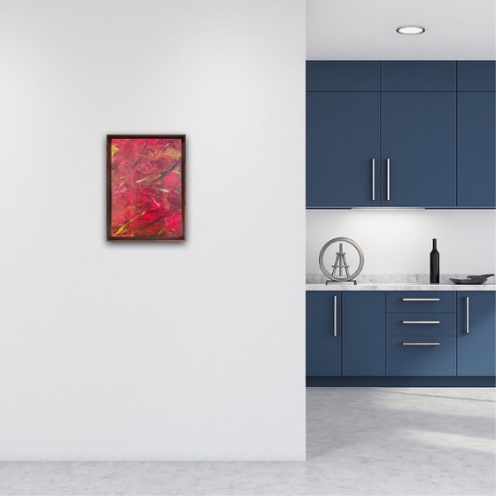 Image 1 of Abstract acrylic artist painting on canvas frame 46x33cm.