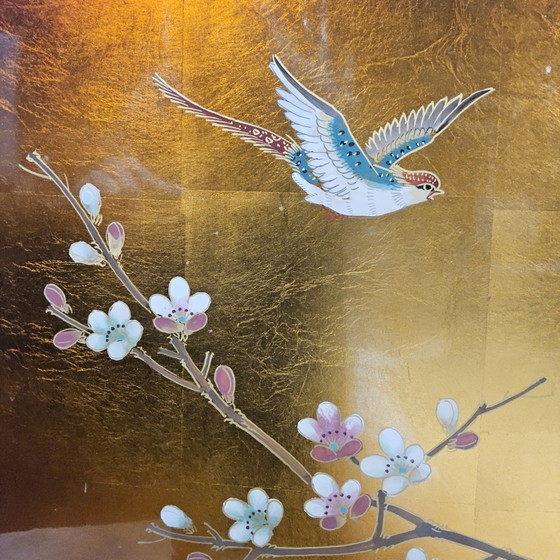 Vintage Chinese cabinet with gold leaf, flowers and birds / Bohemian / Oriental / Asian bridal cabinet (photo 11 of 15)