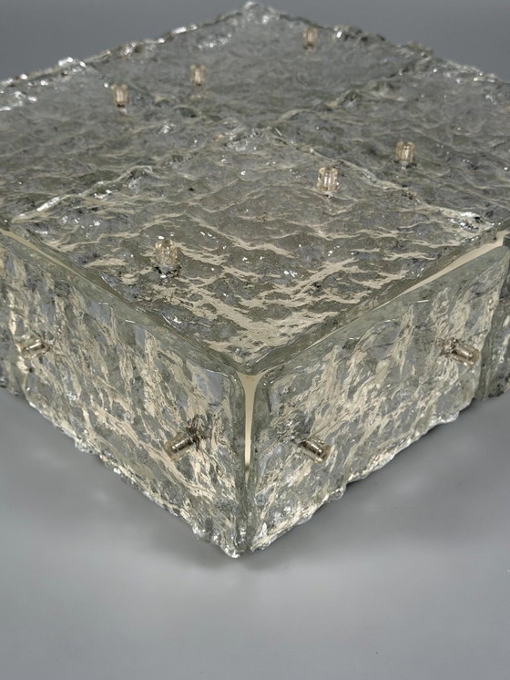 Image 1 of 60er 70er Jahre Ice Glas Plafoniere Flush Mount von Kalmar Franken KG Österreich