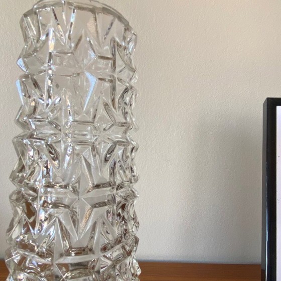 Image 1 of Lampe de table bureau chevet vintage tulipe en verre ancien et pied en laiton design 1950