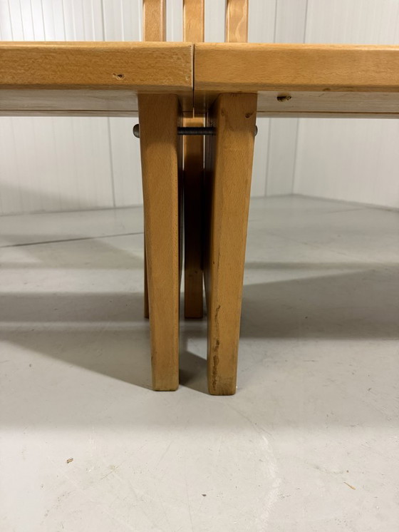 Image 1 of XL Modernist solid beech wood bench 1960s