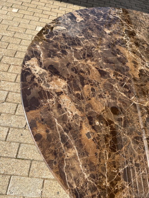 Originele Ronde Knoll Tulip Eettafel (137cm) In Emperador Glanzend In NIEUWSTAAT!! Eero Saarinen – Marble (photo 2 of 15)