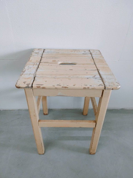 Image 1 of Brocante vintage/antique milk stool, side stool, side table (4 in stock).