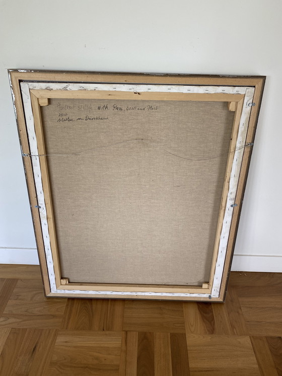 Image 1 of Abstract painting "With Glass, Bowl and Flask" by Marlène Von Dürkheim, 2010