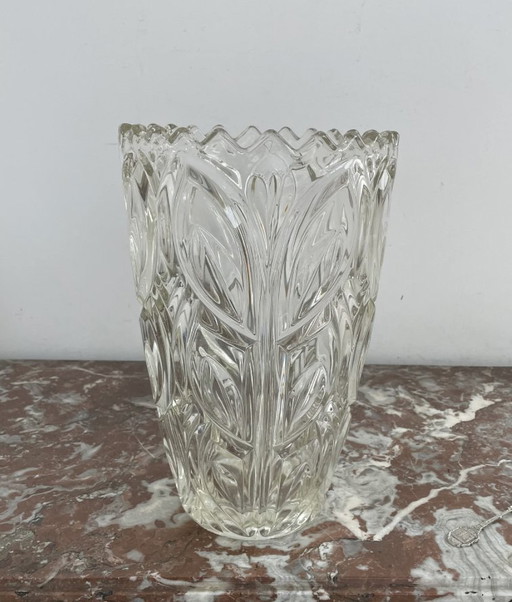 Grand Et Large Vase, Verre Moulé Vintage