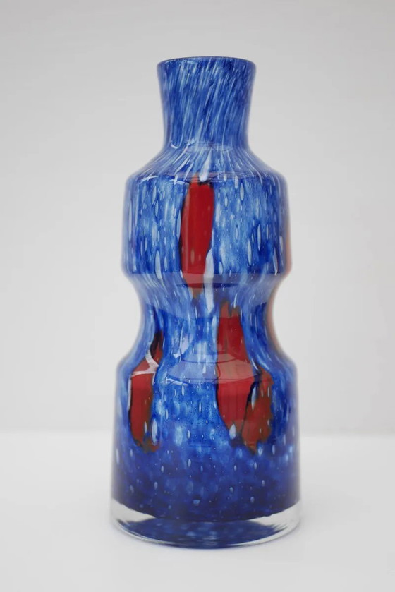 Image 1 of Blue glass art vase from Prachen Glass Works