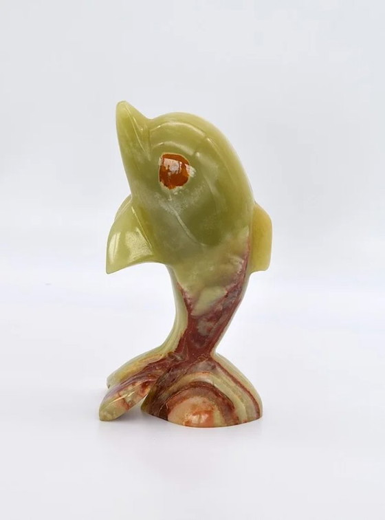 Image 1 of Statuetta vintage in marmo onice raffigurante un delfino, anni '70
