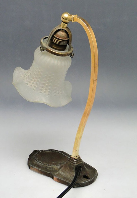 20th Century Glass And Metal Table Lamp, Austria-Hungary, 1890s (photo 11 of 19)