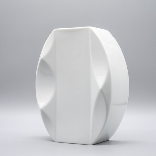 Hutschenreuther Glossy Porcelain Heinrich Fuchs 70s Vintage Op Art Vase 5094