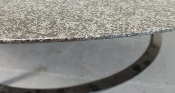 Image 1 of Postmodern round granite top coffee table 