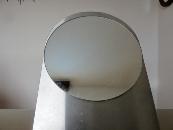 Stainless Steel Table Mirror, France, 1970, Metal, Glass, Silver, Modern (photo 7 of 13)