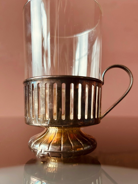 Image 1 of VERRES À CAFÉ/THÉ DOUWE EGBERTS PLAQUÉS ARGENTÉS