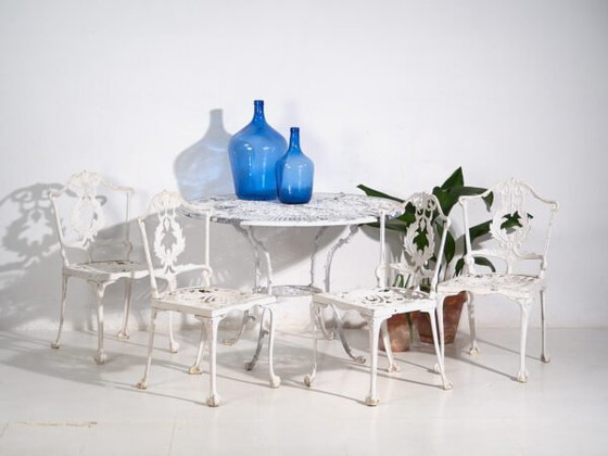 Table et chaises de jardin vintage blanches (c.1950). Ensemble de 5 pièces – Ensembles de jardin, Aluminium (photo 6 of 40)