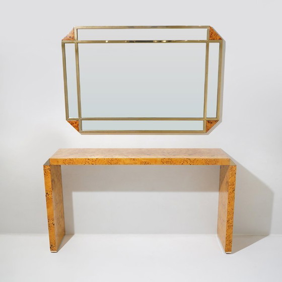 Image 1 of Console table with mirror in briar root by Mario Falcone for Fratelli Turri, 1970s