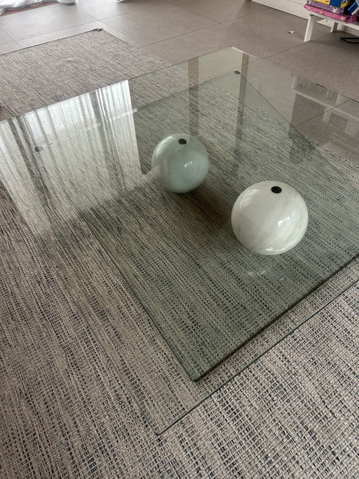 Maurice Barilone - Vintage design salontafel - glas en marmer, Italië jaren ’70, toegeschreven aan Roche Bobois