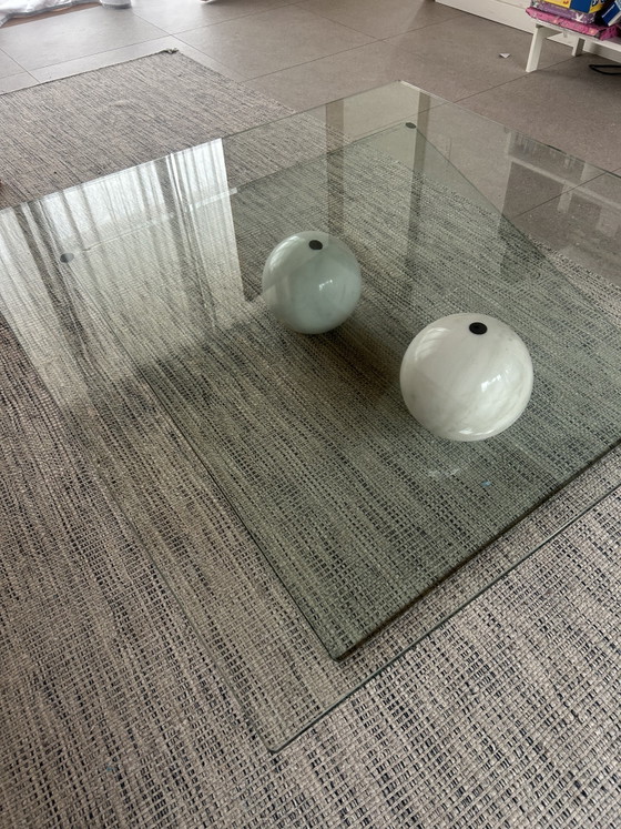Image 1 of Maurice Barilone - Vintage design salontafel - glas en marmer, Italië jaren ’70, toegeschreven aan Roche Bobois