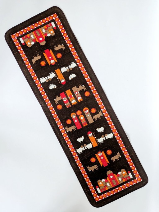 1970s Södahl Christmas Table Runner | Star of Bethlehem Nativity Scene | Denmark