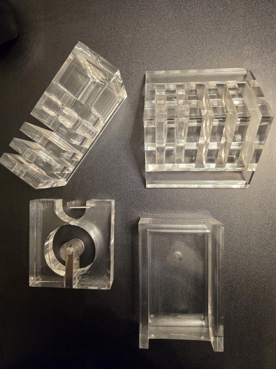 MoMA Vintage 1970s Guzzini Acrylic Desk Set - Signed Serge Mansau Tape Dispenser – Luigi Masonni Guzzini (photo 15 of 15)