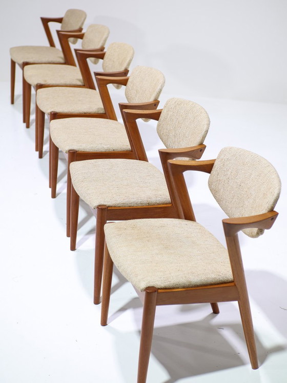 Image 1 of 6 sedie da pranzo Kai Kristiansen modello 42 in teak danese vintage