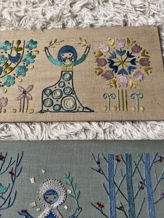 Image 1 of Scandinavische borduurpanelen uit de jaren 60