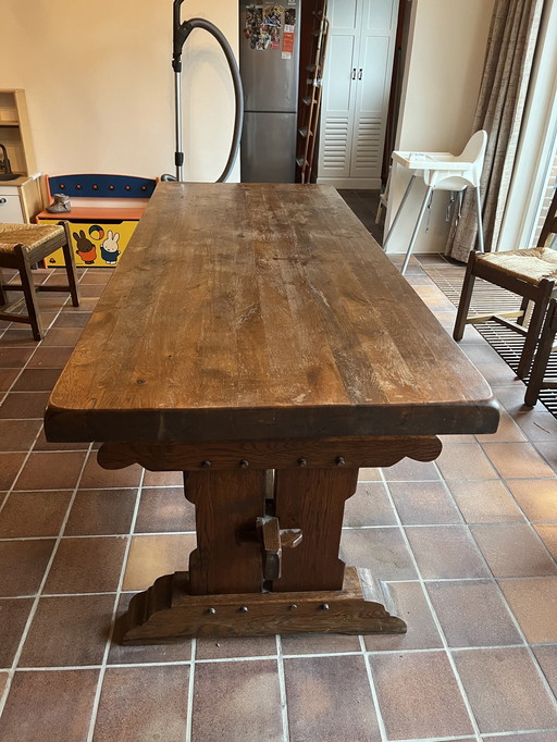 Table de cloître vintage brutaliste / table de salle à manger