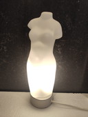 James & Poki Co frosted glass torso table lamp, 1990