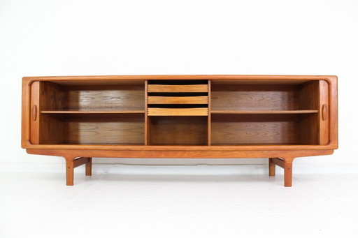 as new, Dyrlund Danish Mid - Century Teak Sideboard / Vintage Credenza with tambour doors, fully restored
