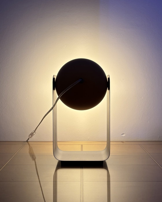 Image 1 of Tafellamp, Massief, Metaal, Oogbal, Ruimtetijdperk, Spoetnik-ontwerp, UFO, Oranje Oogballamp in Retrostijl, Industrieel ontwerp