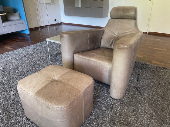 Image 1 of Sedia da uomo in pelle Linteloo con hocker