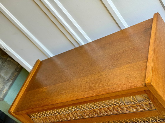 50s/60s Scandinavian Oak and Rattan Dresser, Chest of drawers (photo 12 of 14)