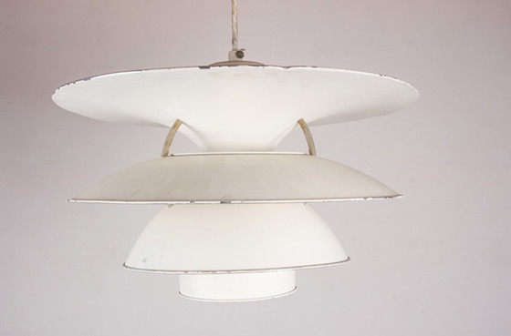Image 1 of Danish suspension lamp in brushed metal, Model PH 6 ½ -6V Called "Charlottenborg" by Poul Henningsen for Louis Poulsen