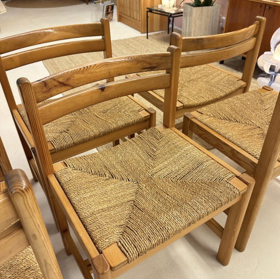 Image 1 of Ensemble de 6 chaises de salle à manger scandinaves en bois de pin et corde de papier - Børge Mogensen Design