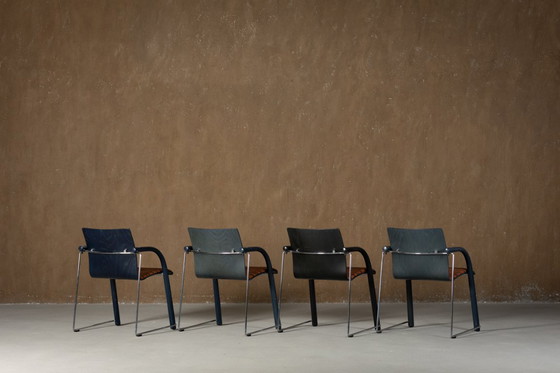 Image 1 of Fauteuil Vintage A 320 par Wulf Schneider & Ulrich Boehme pour Thonet 1980 en velours polaire (ensemble de 3)