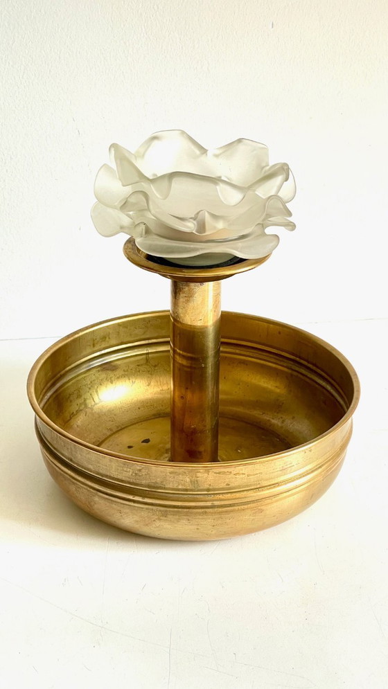 Image 1 of Centrotavola a ciondolo in ottone e vetro vintage