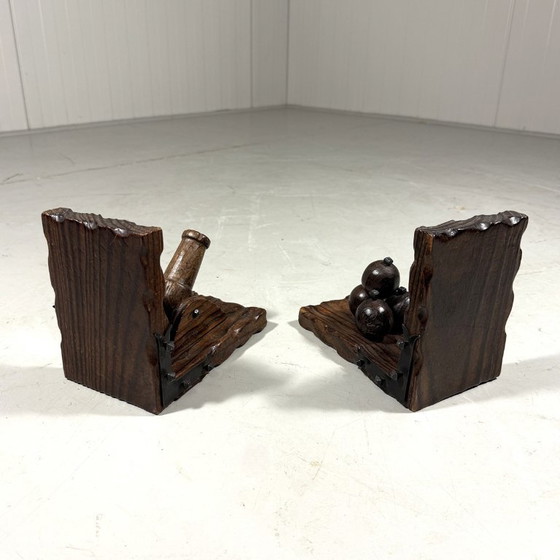 Image 1 of Spanish brutalist bookends cannon & cannonballs 1960s