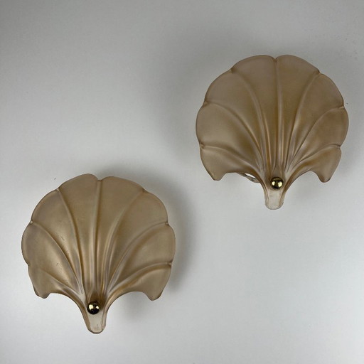 Paire d'appliques vintage en pâte de verre, style Art Déco