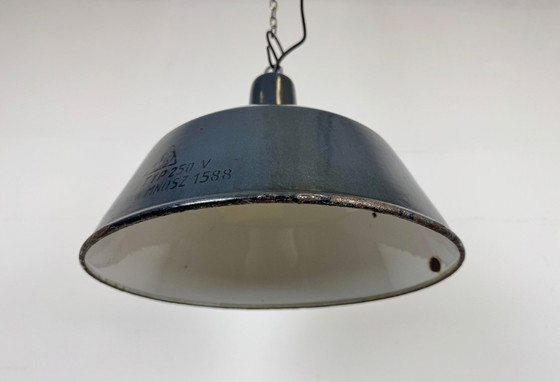 Image 1 of Lampada a sospensione industriale in smalto blu scuro di EMAX, anni '60