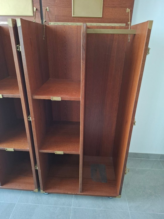 Rare Vintage Lee Jeans Wardrobe Trunk, Storage cabinet, Wood, Brass, Brown (photo 9 of 11)