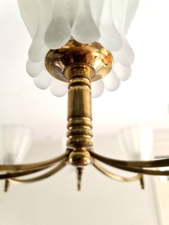 Image 1 of Impressionante lampada a sospensione vintage - Anni '40 - '50 - Ottone - Germania -.