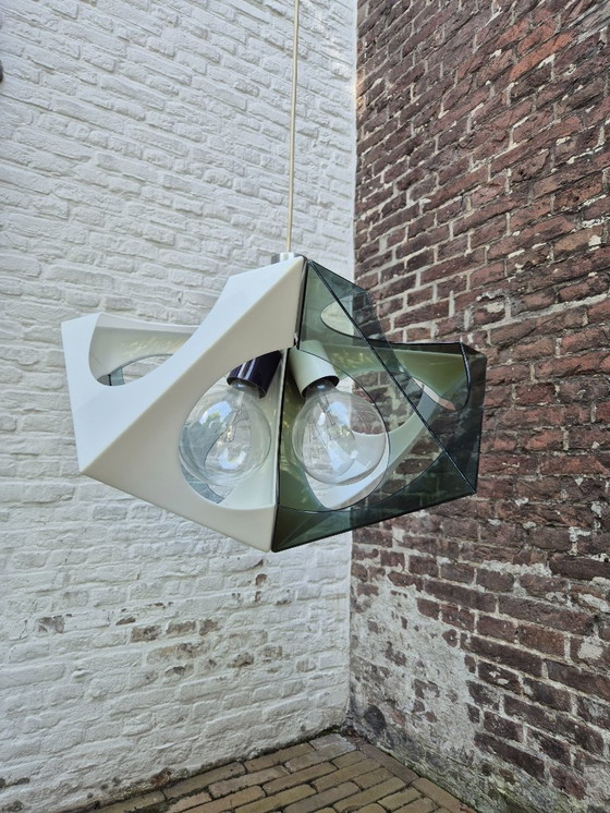 Image 1 of Vintage XL space age plastic geometric pendant lamp