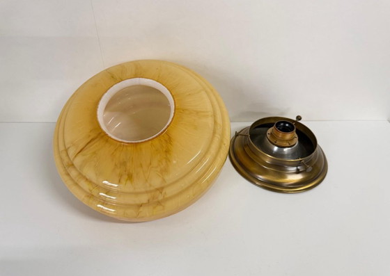 Image 1 of Vintage ceiling lamp XL marble glass stepped shade 30 cm