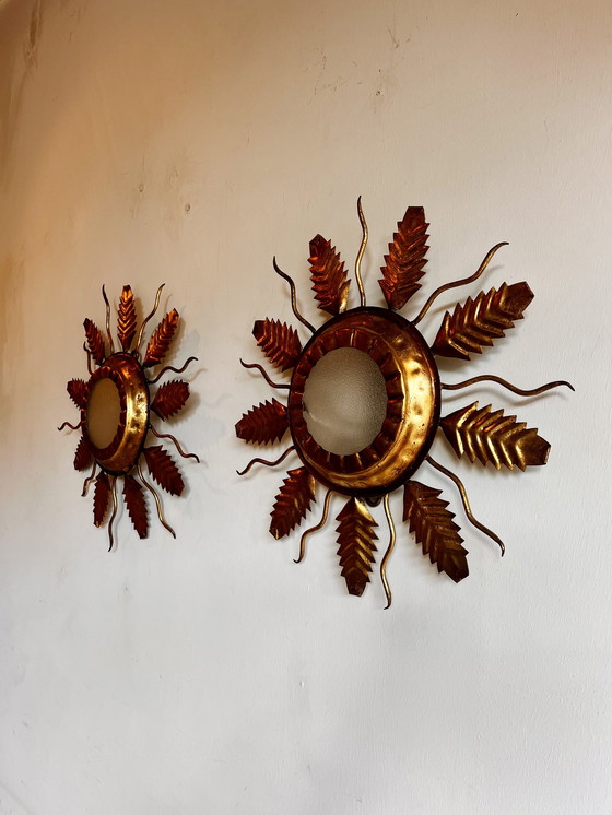 Image 1 of Lámpara de pared solar de latón de mediados de siglo, estilo Regencia