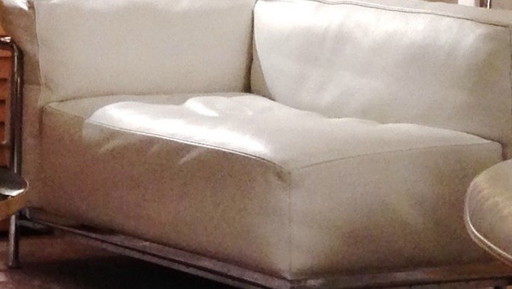 Coppia di chaise longue modello LC3 in pelle color gesso - vintage italiane - ottime condizioni