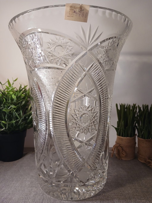Monumental Hand-Cut Crystal Vase HS SUDETY POLAND 5kg New Condition Category 1 – vazen (photo 2 of 12)
