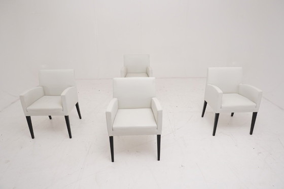 Image 1 of Wittmann Berlin Stühle 4 Stk. Leder weiss Stuhl Esszimmerstühle