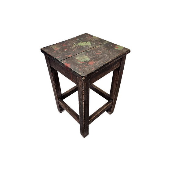 Image 1 of Taburete de taller de madera francés antiguo, mediados del siglo XX.